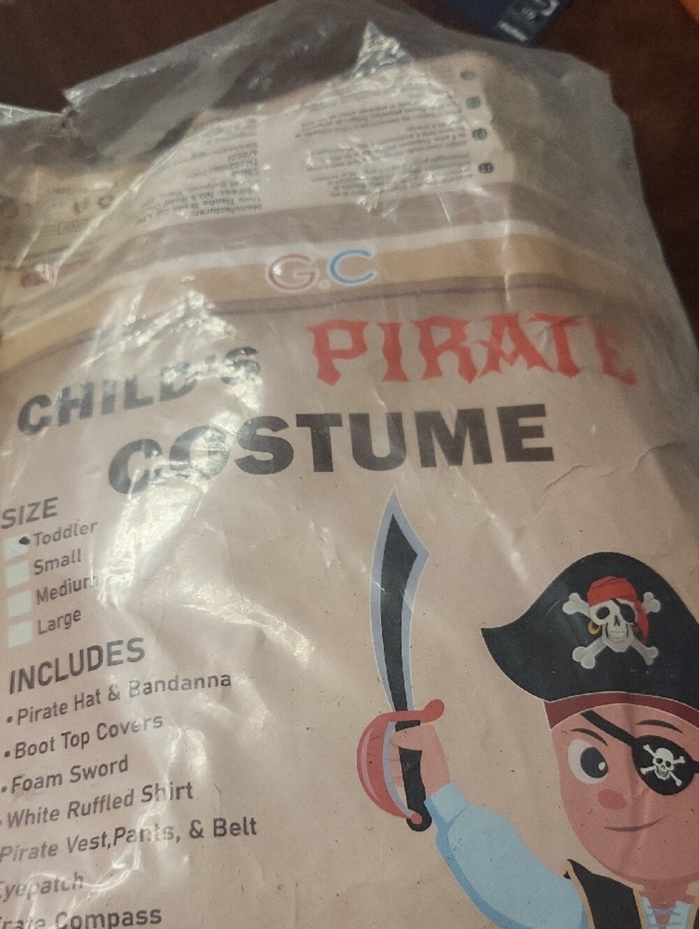 Kids Pirate Costume - Black and Red - Picture 3 of 9